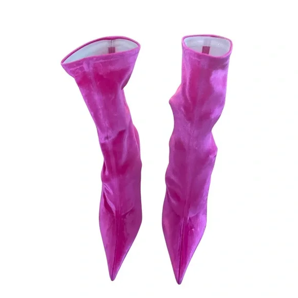 Preloved Balenciaga Pink Velvet Knife Boot ‼️SOLD‼️ - Picture 4 of 13